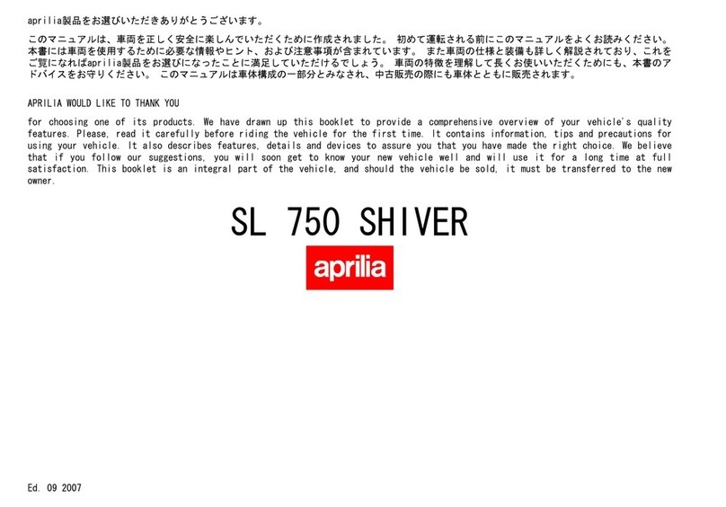 APRILIA SL 750 SHIVER - 2007 User manual