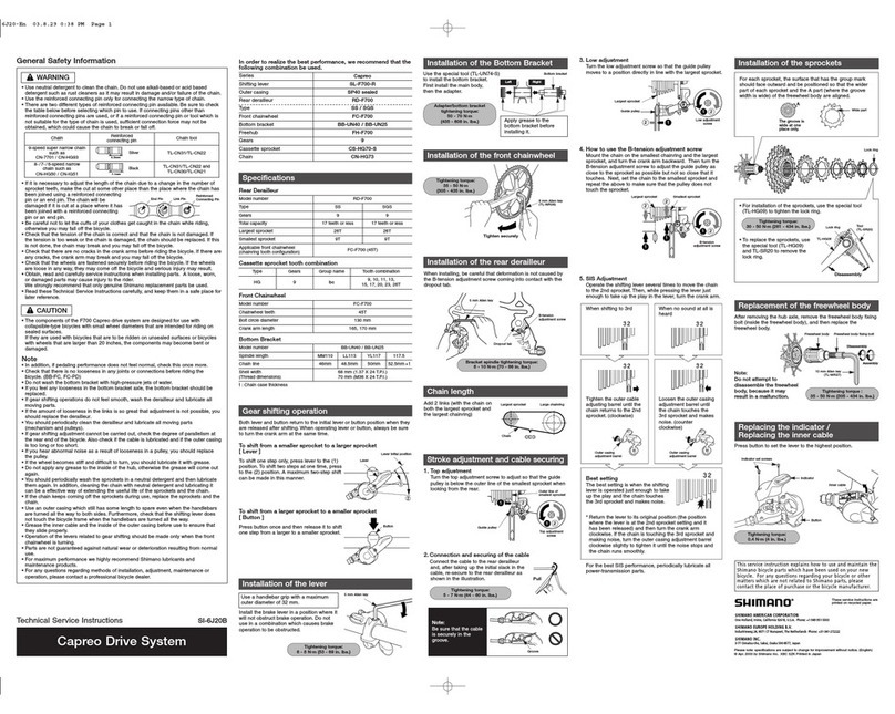 Shimano CAPREO DRIVE SYSTEM - TECHNICAL Operating instructions