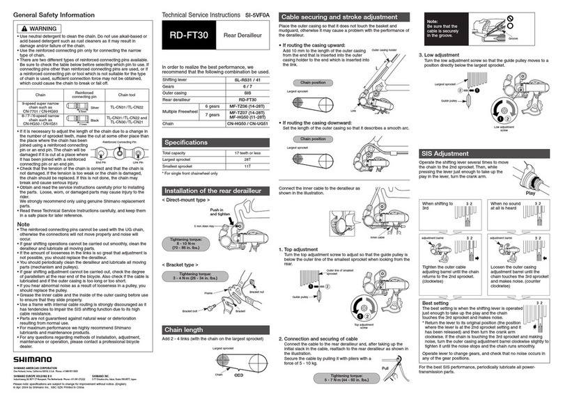 Shimano RD-FT30 - TECHNICAL Operating instructions