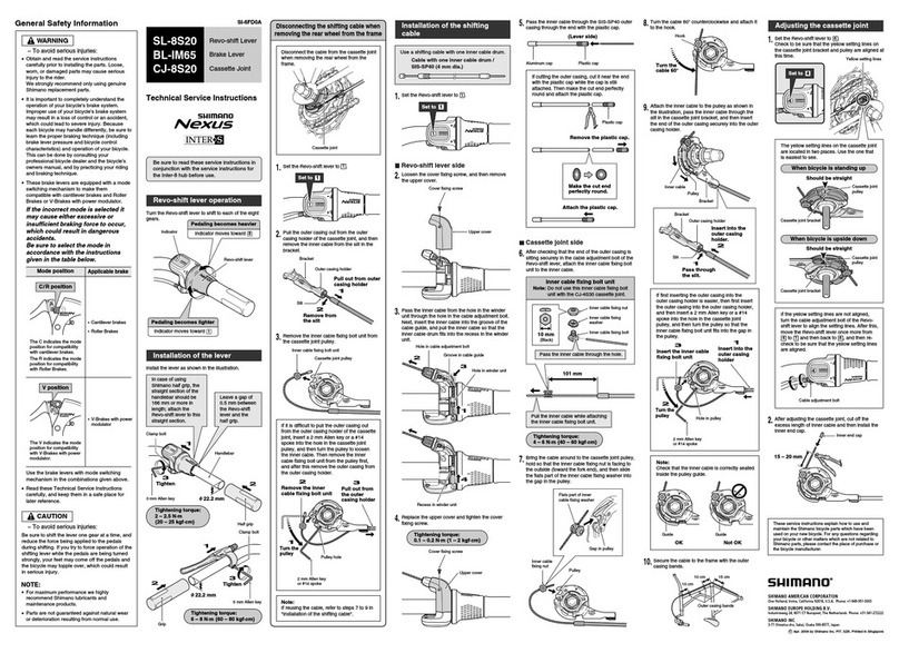 Shimano Nexus CJ-8S20 Operating instructions