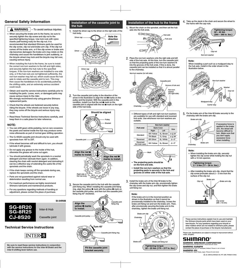 Shimano INTER 8 HUB - TECHNICAL Operating instructions