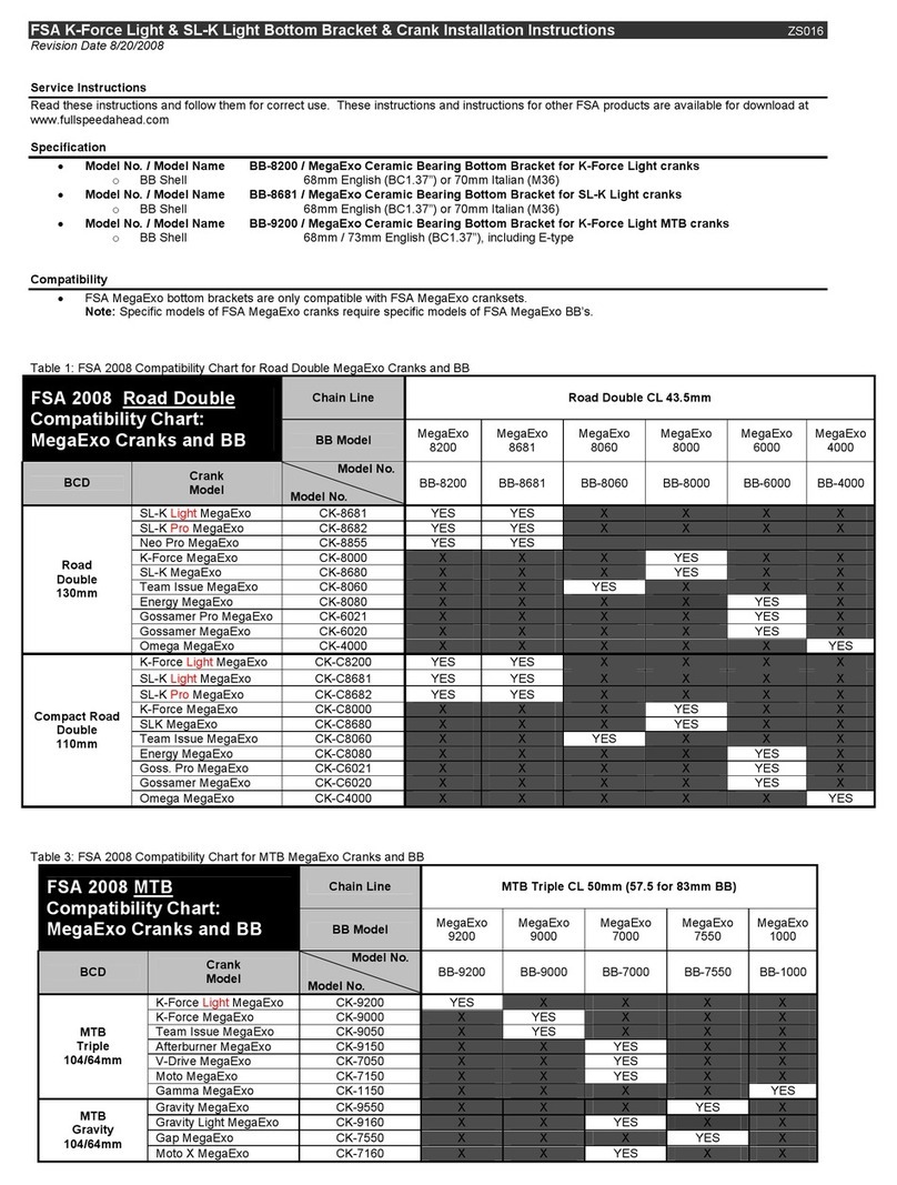 FSA FSA CRANKSETS User manual