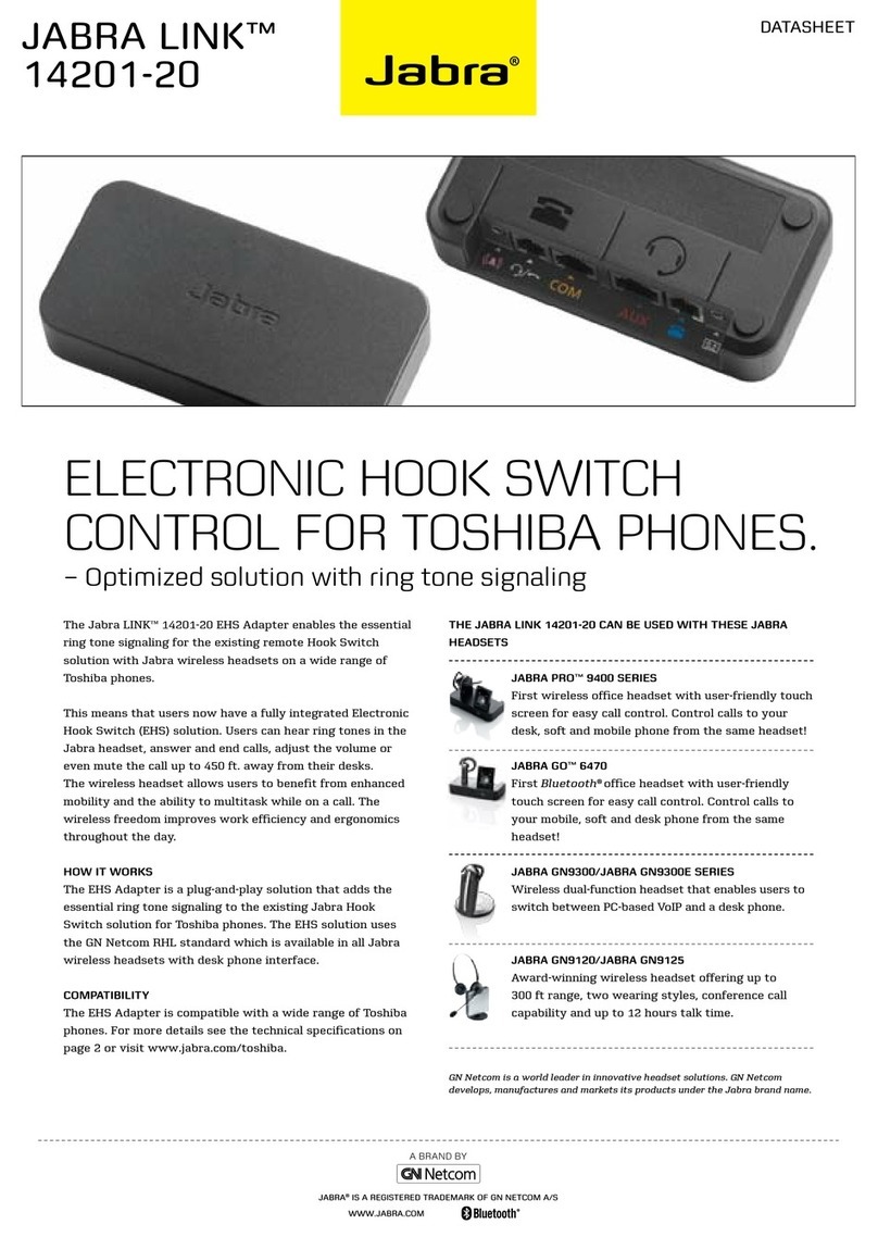 Jabra LINK 14201-20 - DATASHEET FOR TOSHIBA PHONES User manual