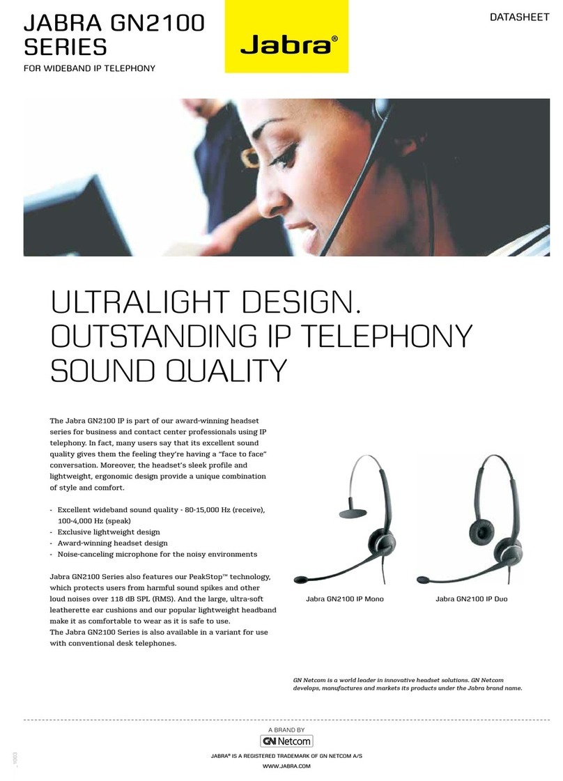 Jabra GN2100 - DATASHEET FOR WIDEBAND IP TELEPHONY User manual Jabra GN2100 - DATASHEET FOR WIDEBAND IP TELEPHONY User manual