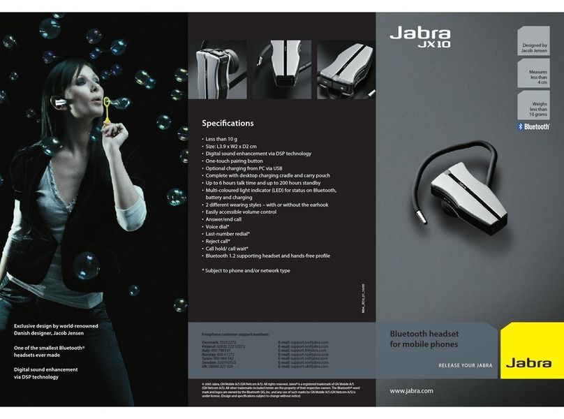 Jabra JX10 - MANUAL 2 User manual Jabra JX10 - MANUAL 2 User manual