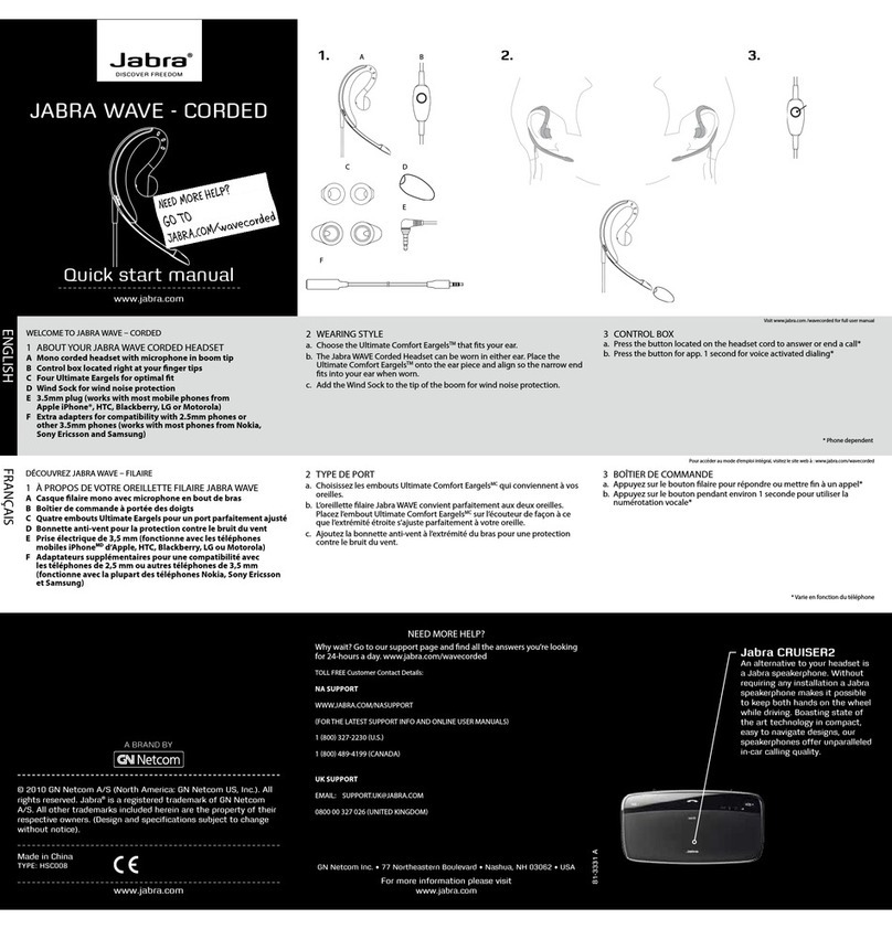 Jabra WAVE-CORDED Quick start manual