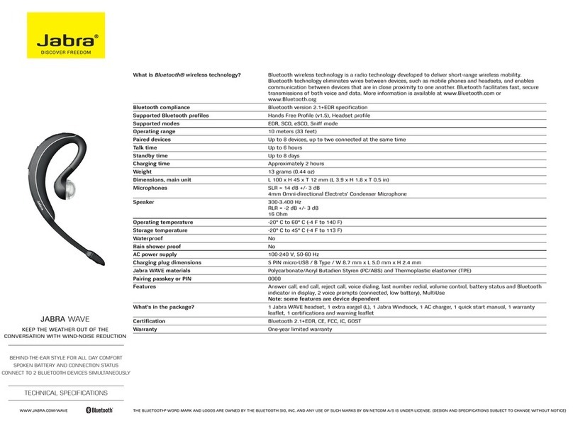 Jabra WAVE Technical specifications