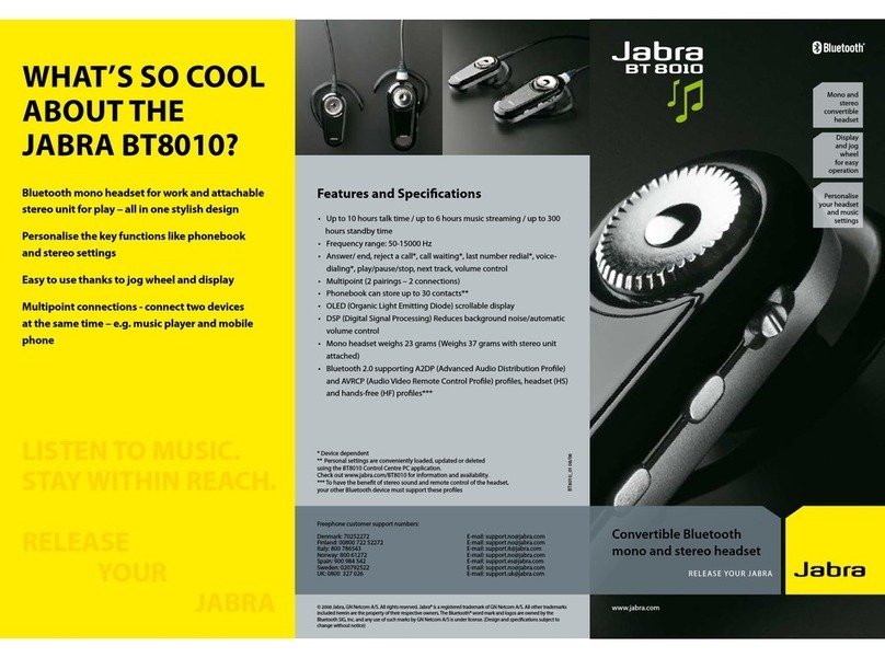 Jabra BT8010 - Headset - Clip-on User manual