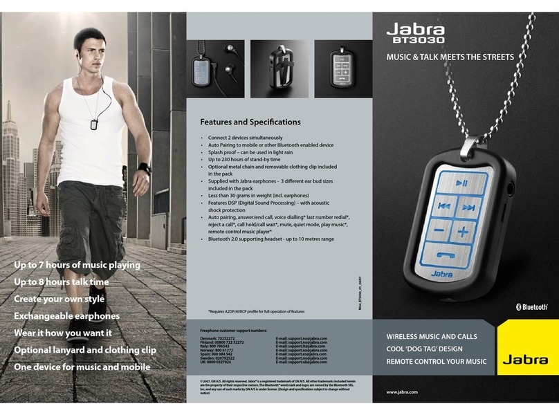 Jabra STREET BT3030 quick start guide