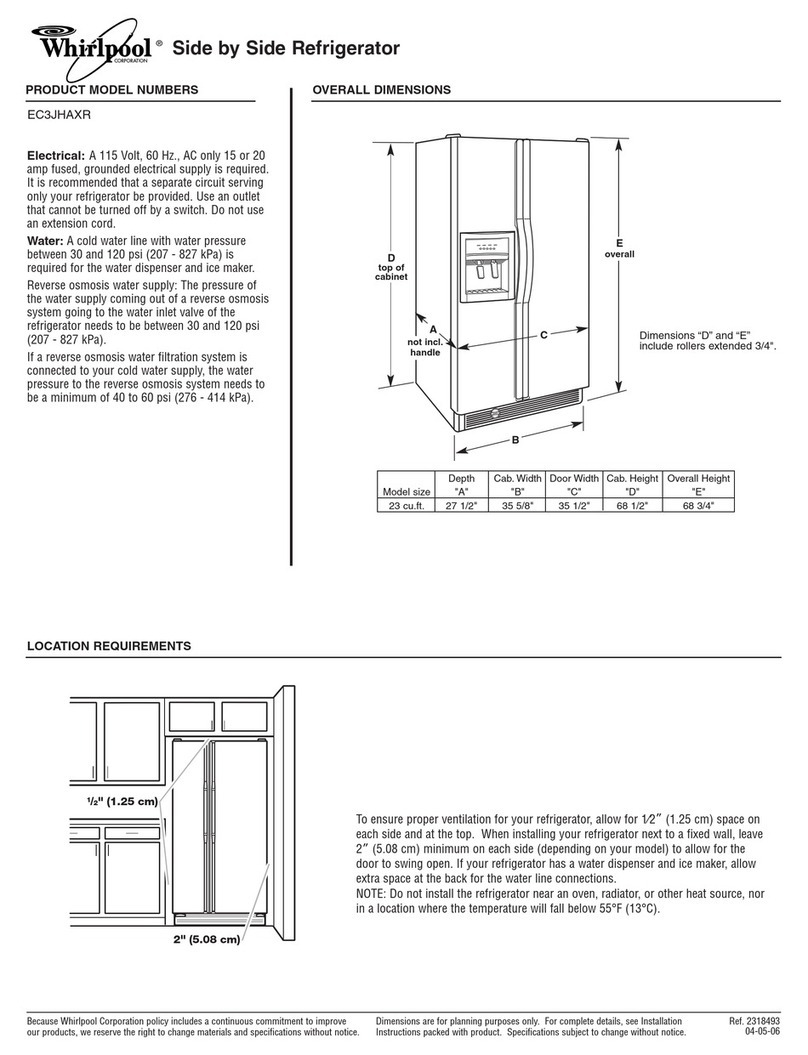 Whirlpool 2318493-D-WH Dimension Guide