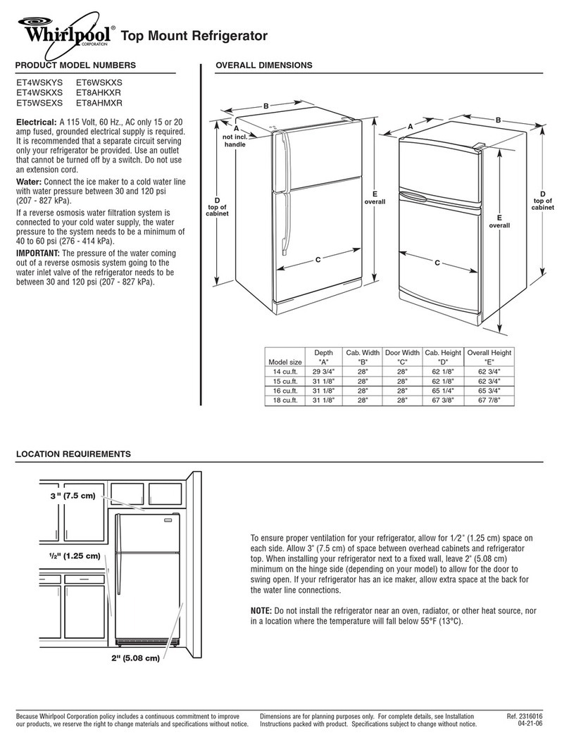 Whirlpool ET4WSKYS Dimension Guide