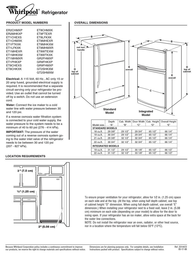 Whirlpool ET1MHEXR Product dimensions