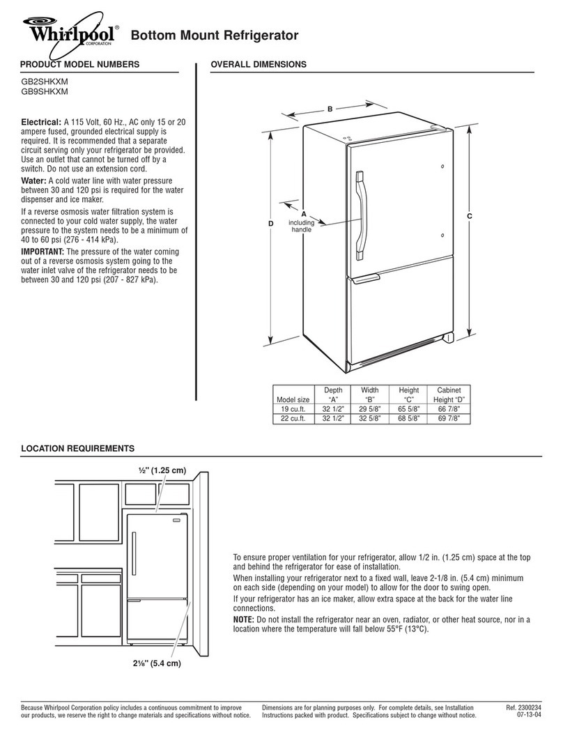 Whirlpool 2300234-D-WH Dimension Guide