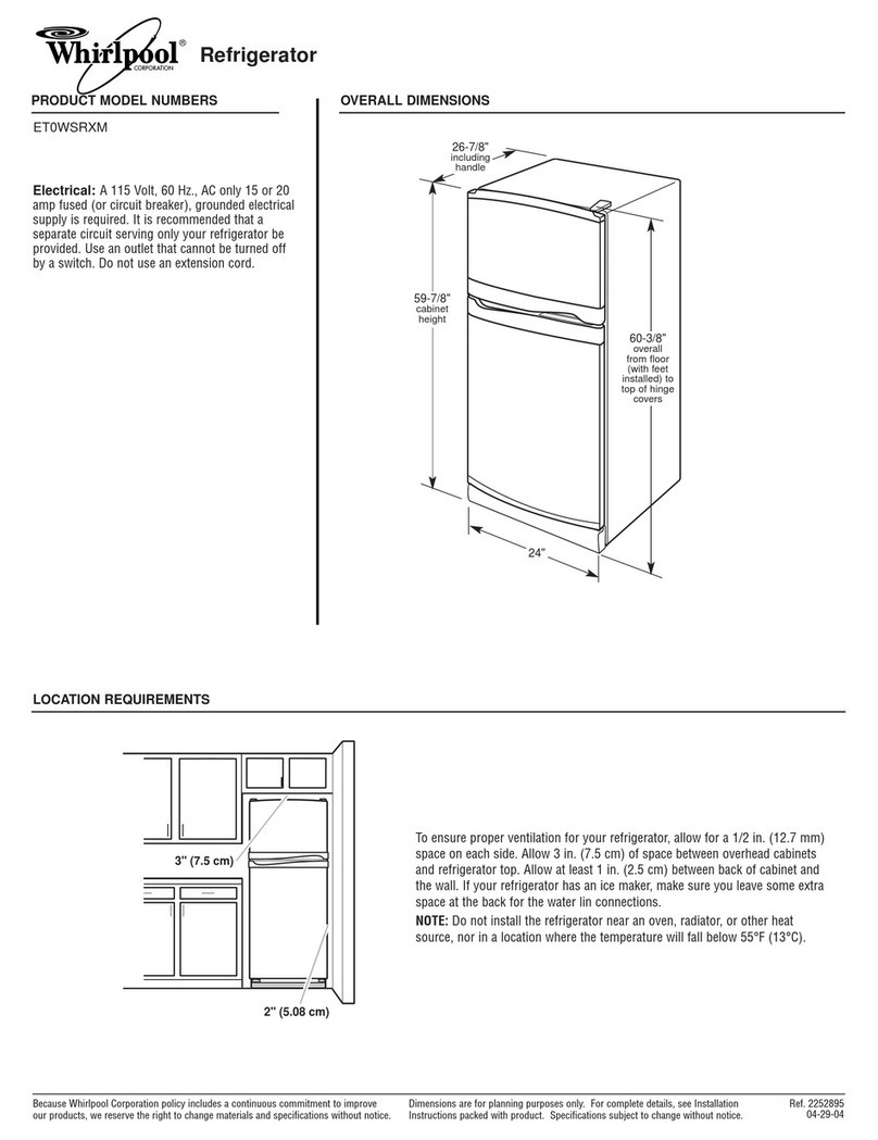 Whirlpool 2252895-D-WH Dimension Guide