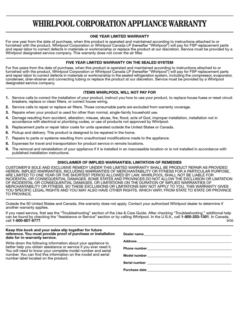 Whirlpool 66311142-W Parts list manual