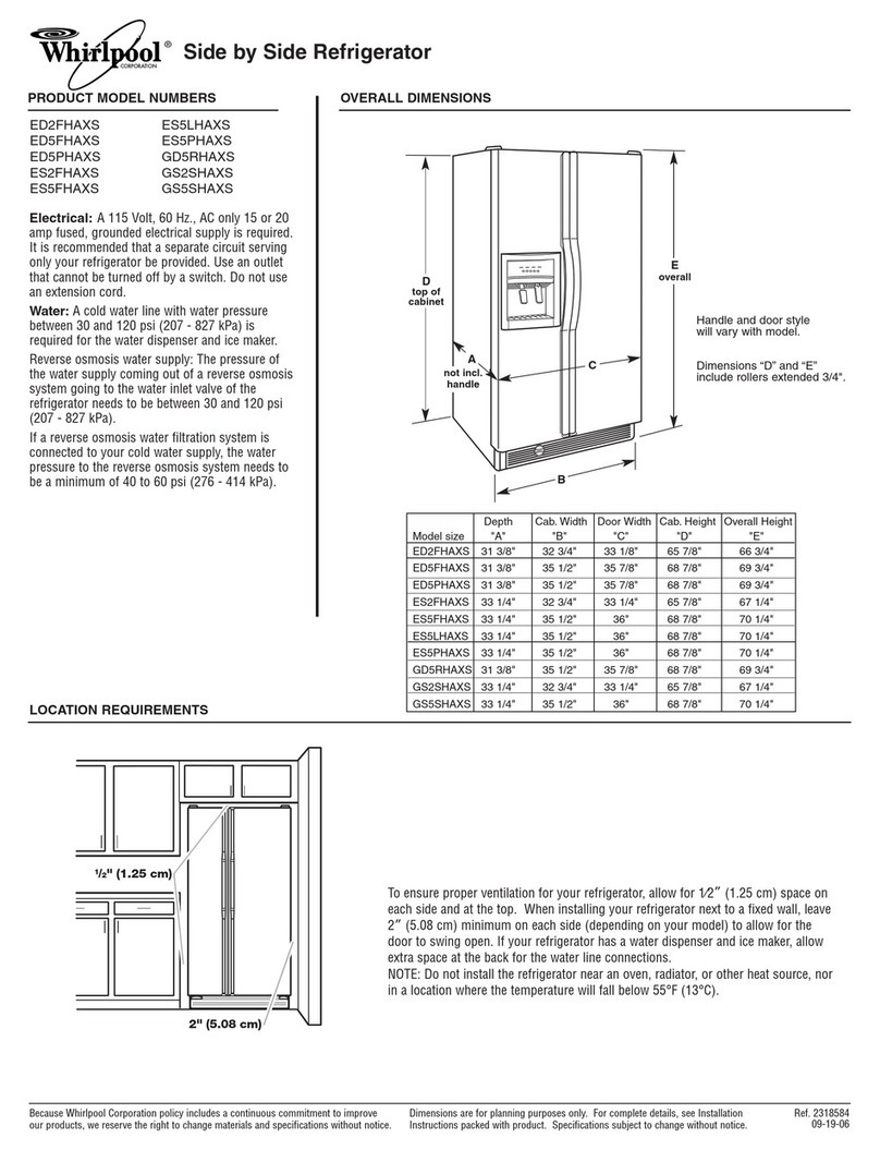 Whirlpool ED2FHAXS Product dimensions