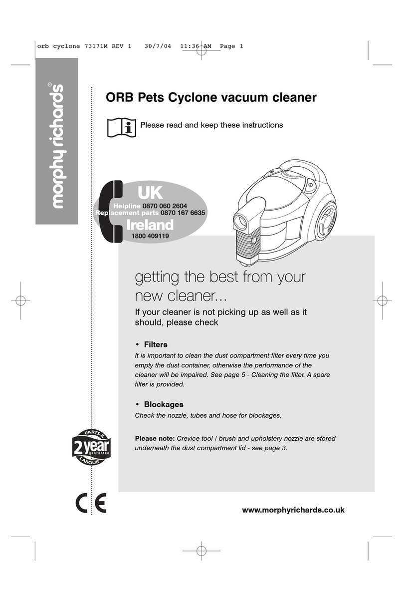 Morphy Richards ORB PETS CYCLONE VACUUM CLEANER - REV 1 User manual