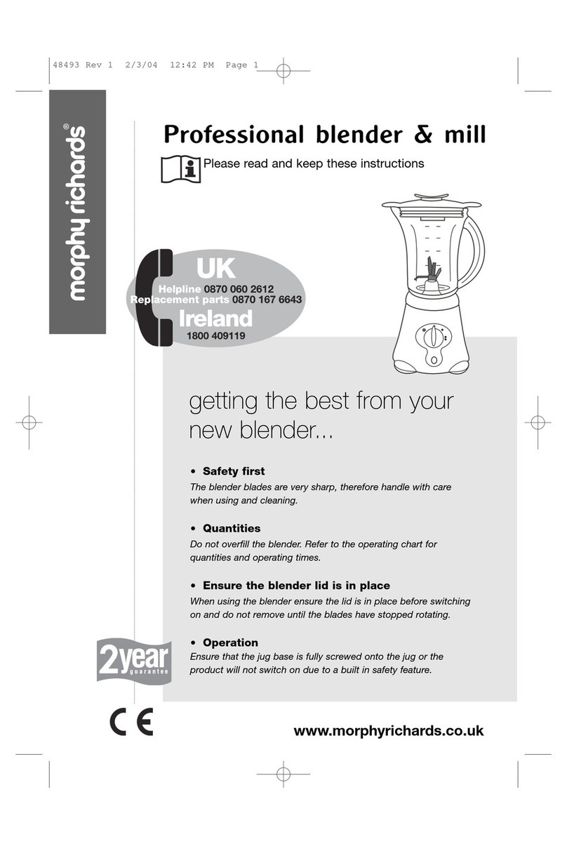Morphy Richards PROFESSIONAL BLENDER AND MILL - REV 1 manual