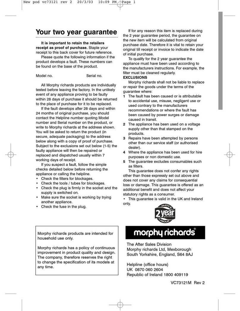 Morphy Richards POD COMPACT BAGLESS VACUUM CLEANER - REV 2 manual Morphy Richards POD COMPACT BAGLESS VACUUM CLEANER - REV 2 manual