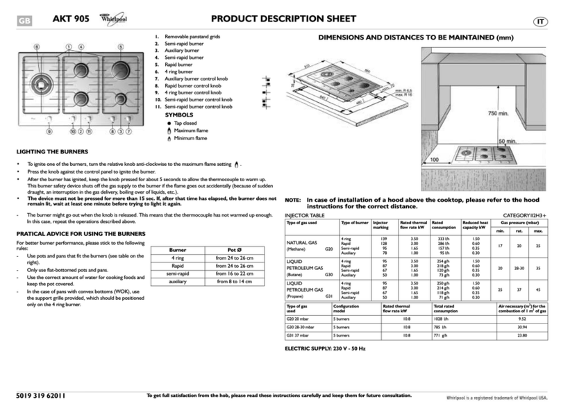 Whirlpool AKT 905 datasheet