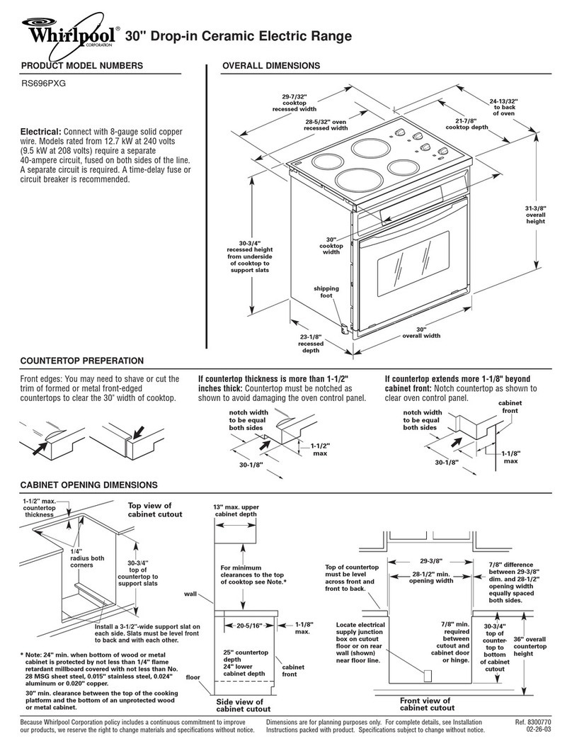 Whirlpool RS696PXG Dimensional information