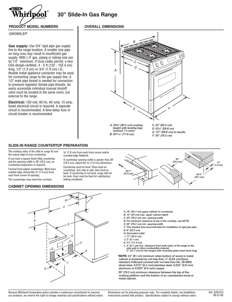 Whirlpool Gold GW395LEP Product dimensions