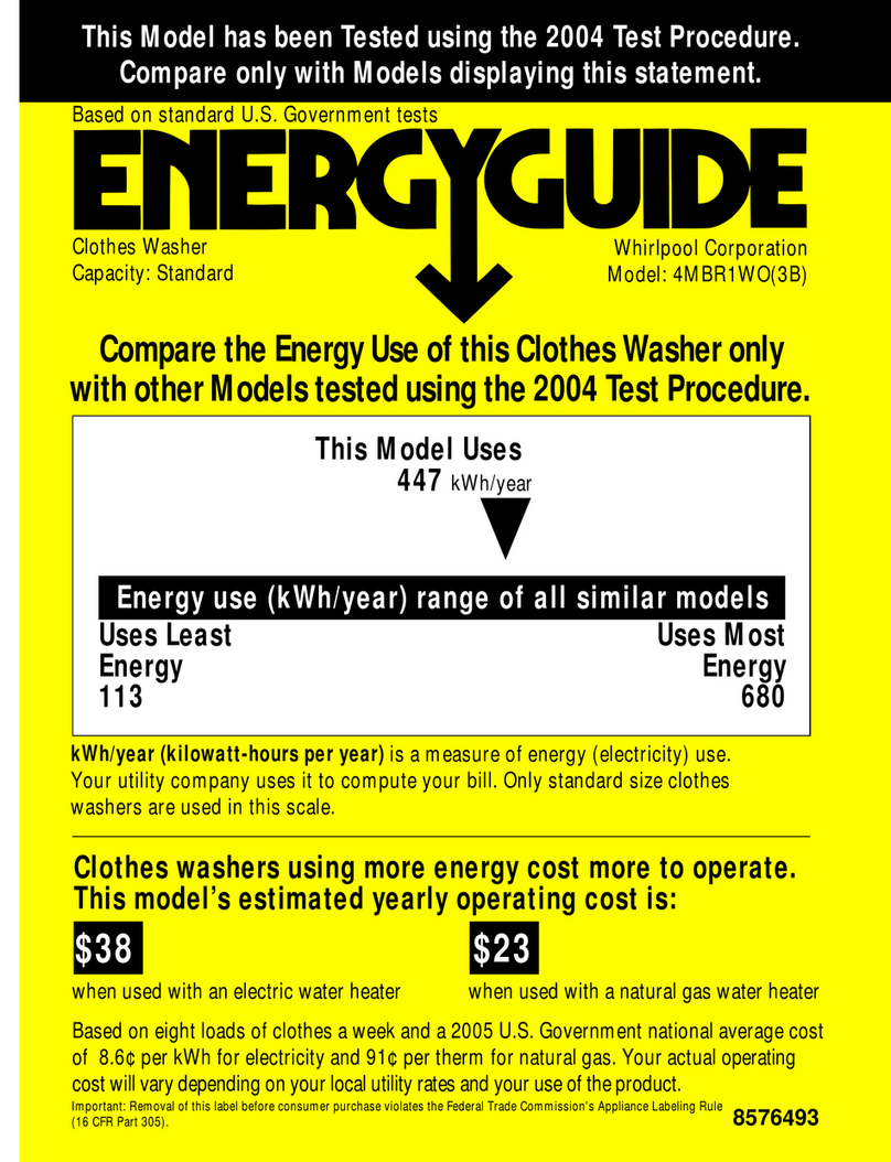 Whirlpool 8576493 Energy guide