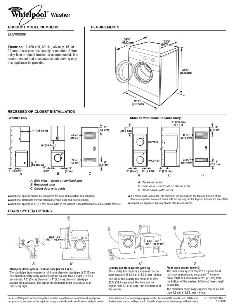 Whirlpool LHW0050P Dimensions and installation information
