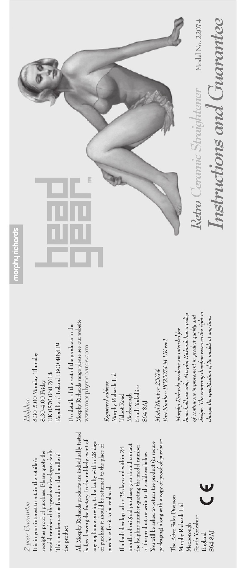 Morphy Richards IB22074 Product information sheet Morphy Richards IB22074 Product information sheet