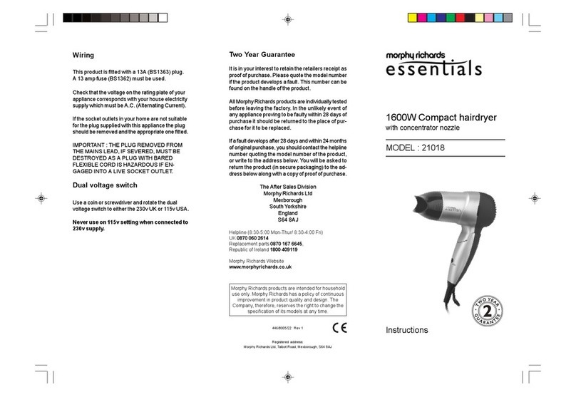 Morphy Richards IB21018 User manual Morphy Richards IB21018 User manual