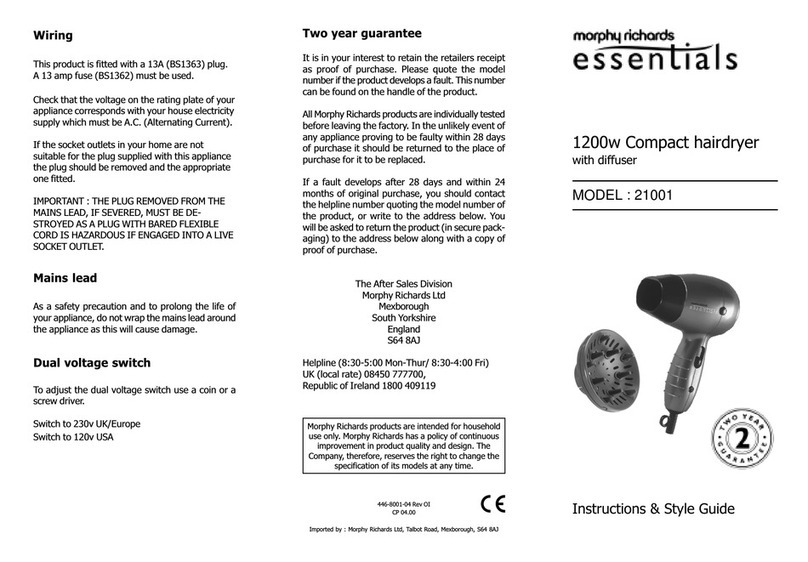 Morphy Richards IB21001 User manual Morphy Richards IB21001 User manual