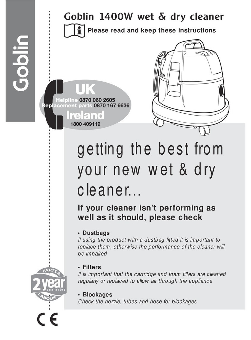 Morphy Richards GOBLIN 1400W WET AND DRY CLEANER User manual