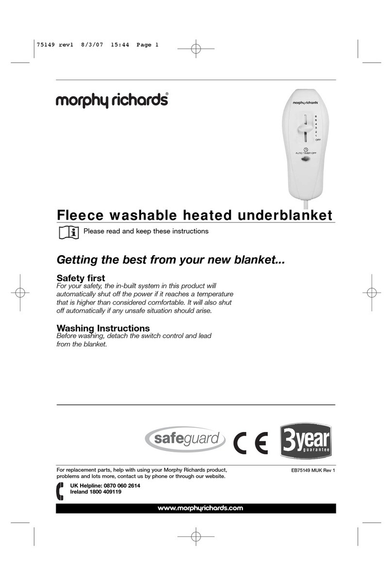 Morphy Richards FLEECE WASHABLE HEATED UNDERBLANKET User manual