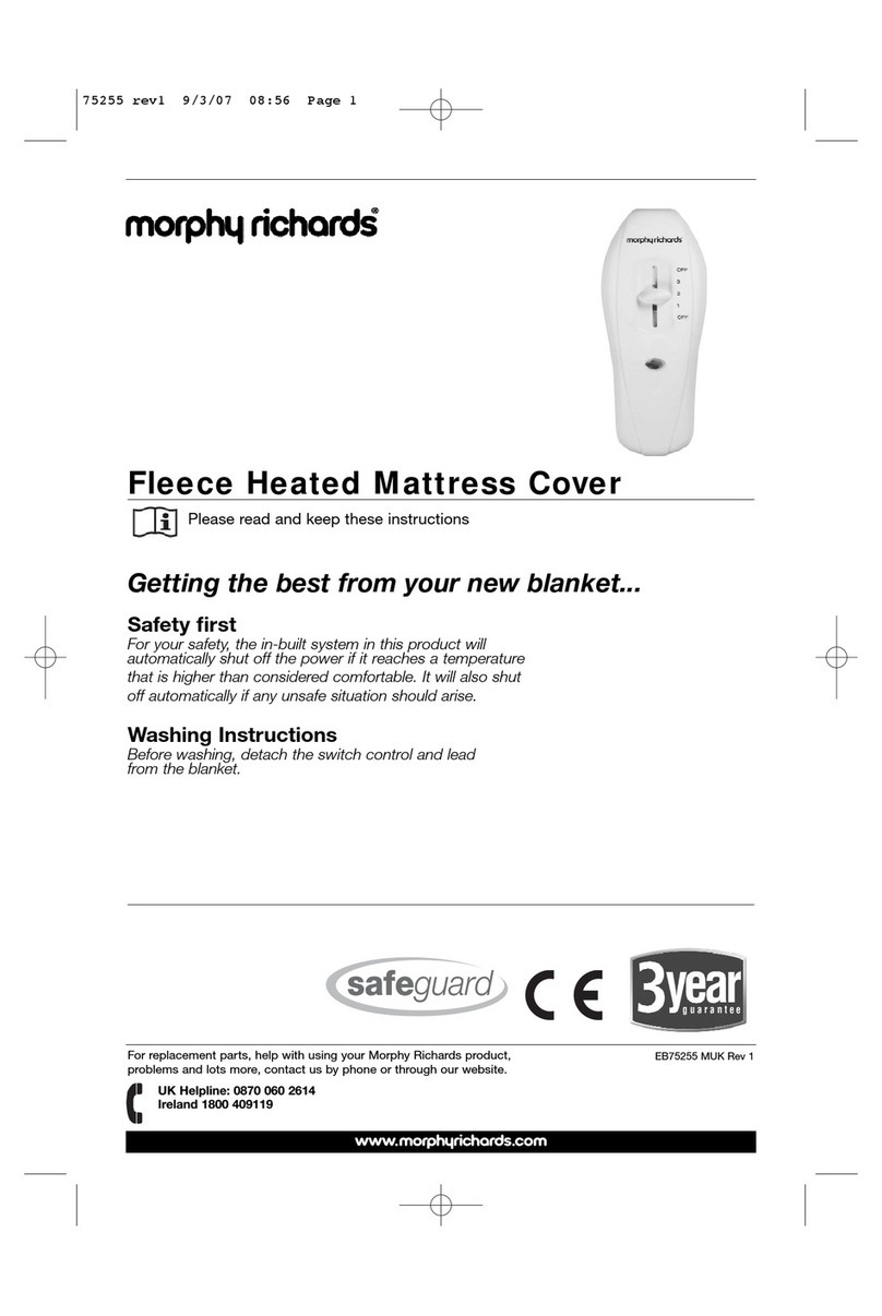 Morphy Richards FLEECE HEATED MATTRESS COVER manual