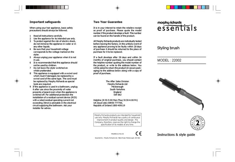 Morphy Richards IB22002 Instruction & Style guide