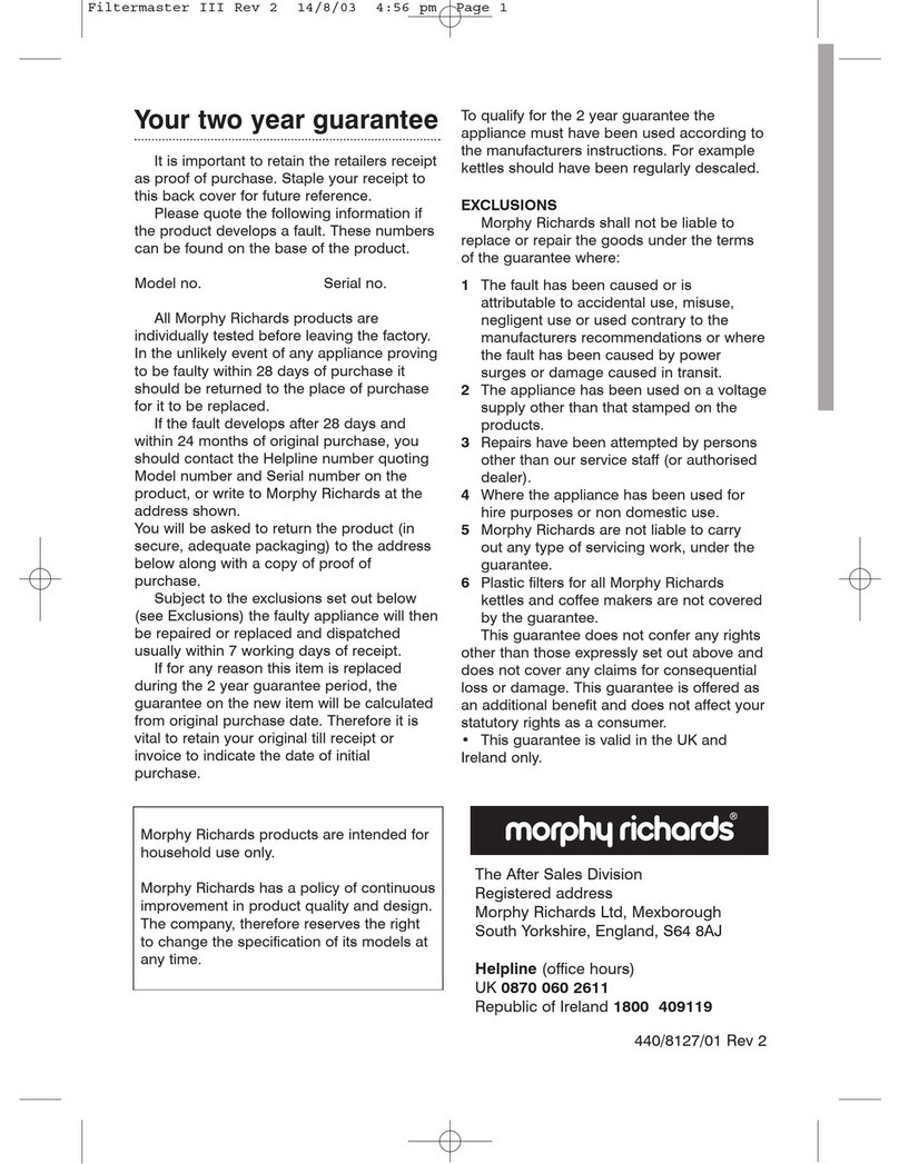 Morphy Richards IBFILTER3 User manual