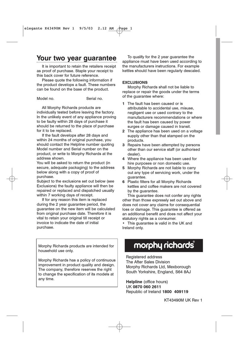 Morphy Richards IBELEGANTEK manual