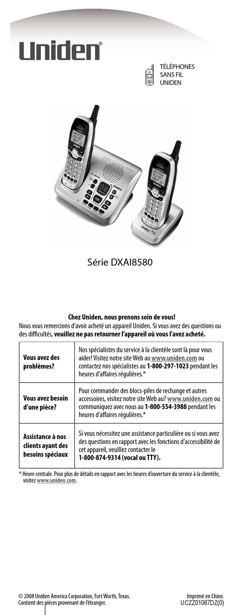Uniden DXAI8580-2 - DXAI Cordless Phone User manual Uniden DXAI8580-2 - DXAI Cordless Phone User manual