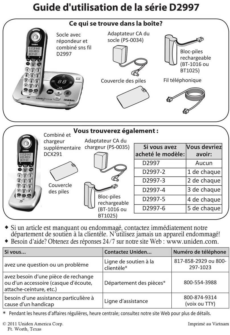 Uniden D2997 Guide d'utilisation