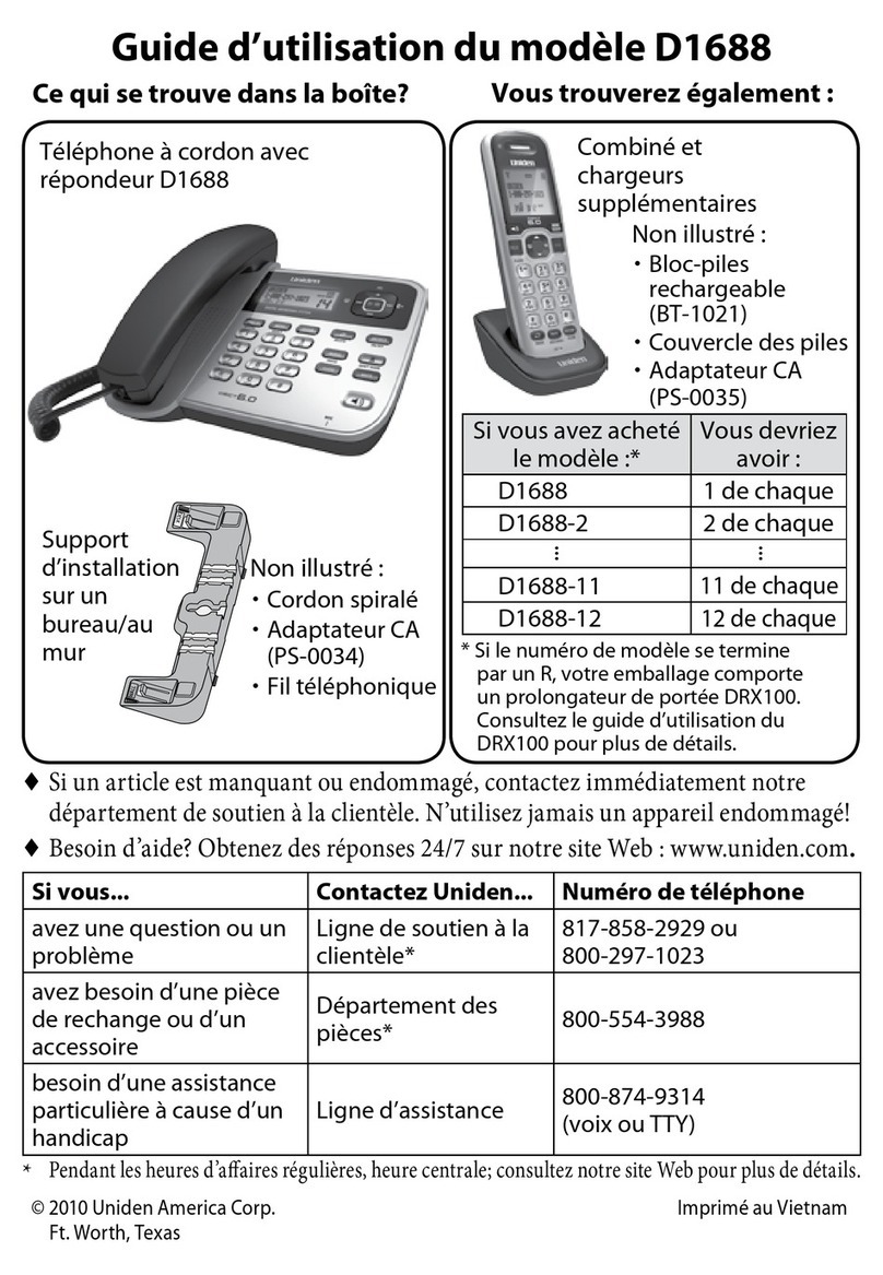 Uniden D1688 Guide d'utilisation