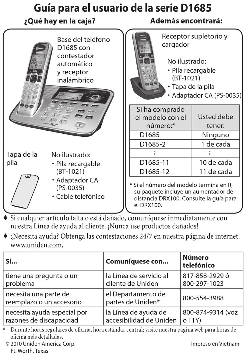 Uniden D1685 User manual