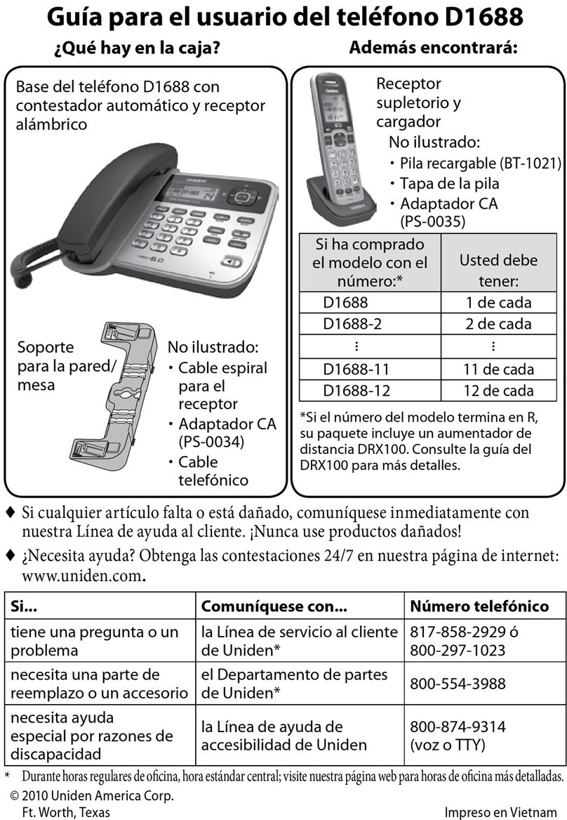 Uniden D1688 User manual