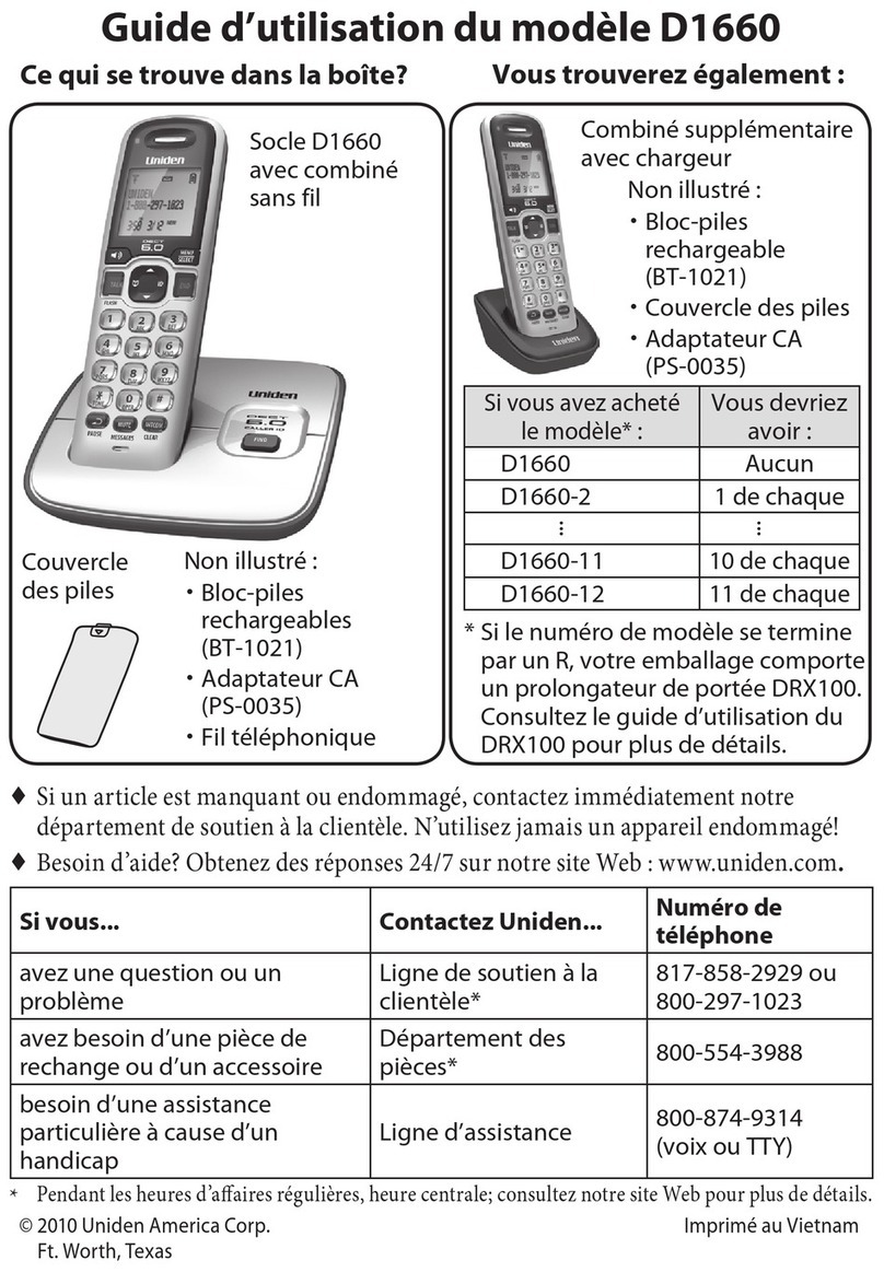 Uniden D1660 Guide d'utilisation
