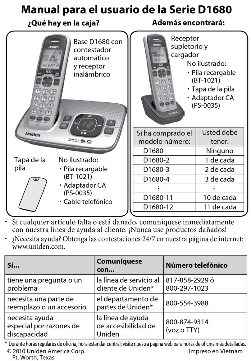 Uniden D1680-4XTA Manual para el usuario