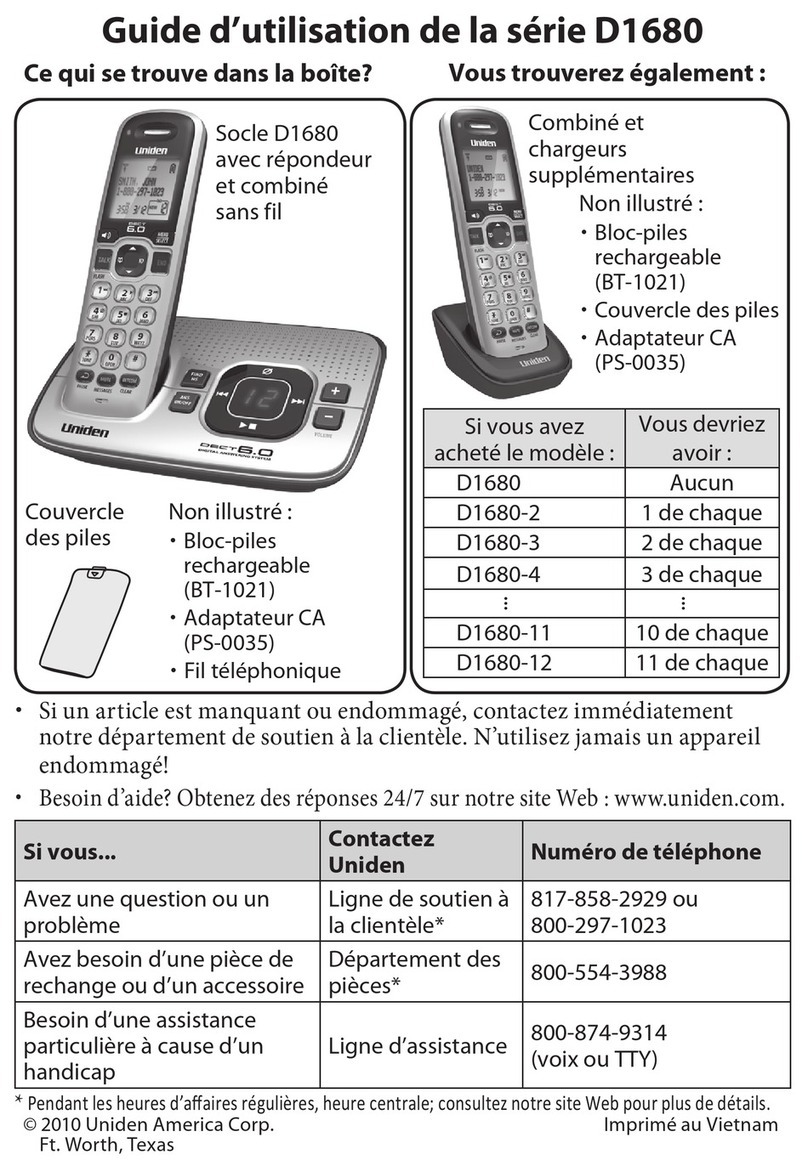 Uniden D1680-4XTA Guide d'utilisation