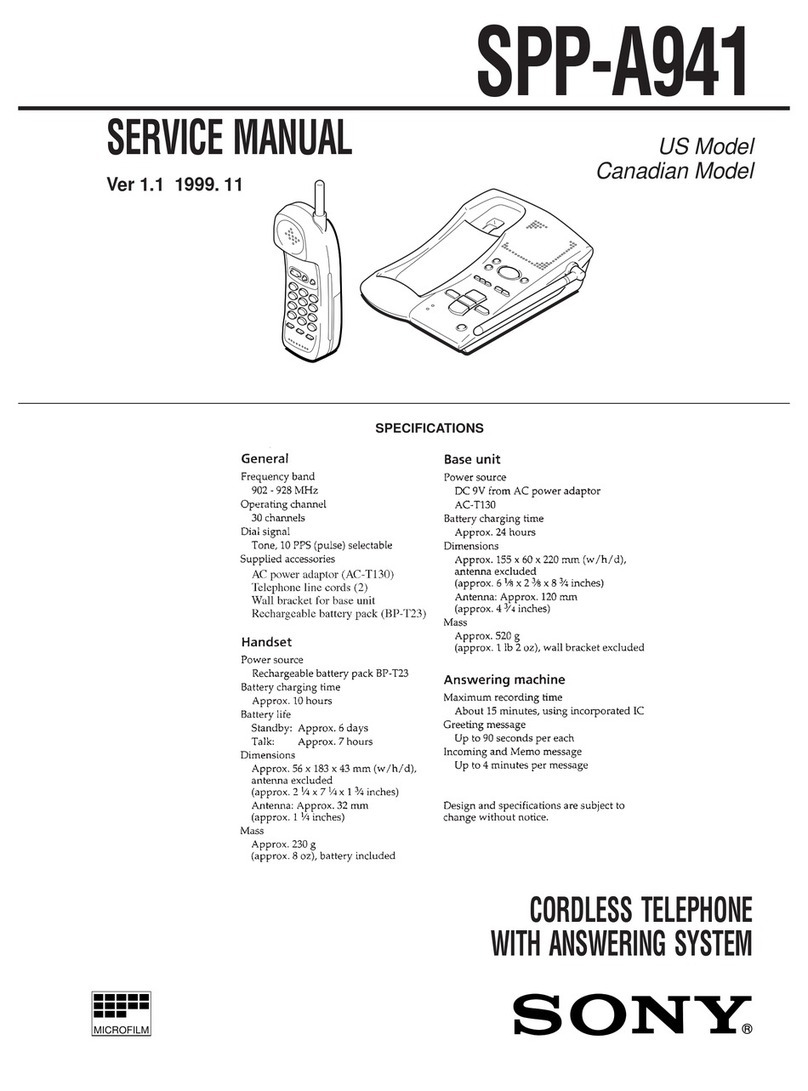 Sony SPP-A941 - Cordless Telephone With Answering... Quick start guide