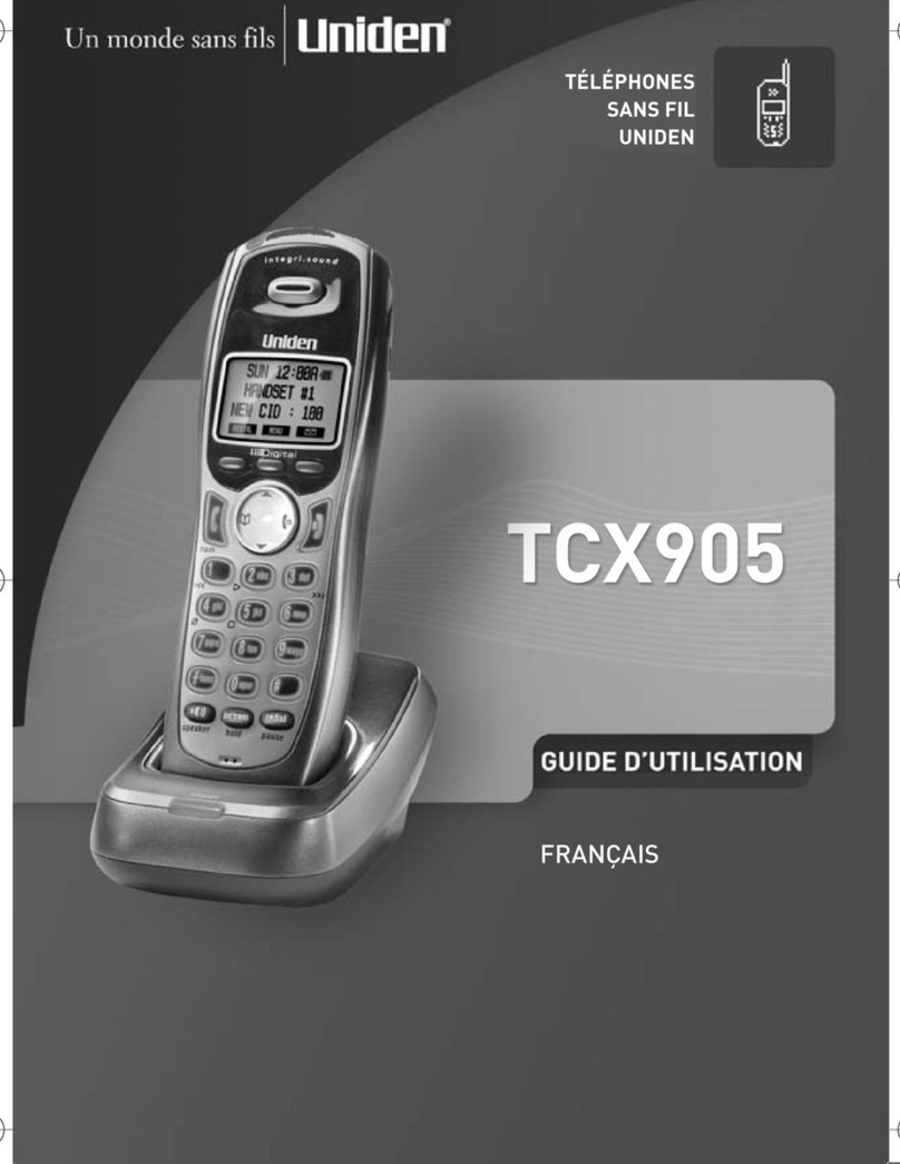 Uniden TCX905 - Cordless Extension Handset owner's manual