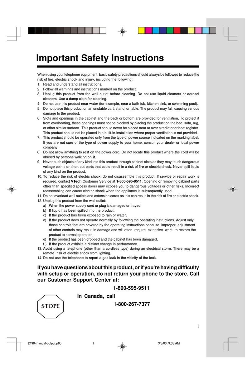 V-tech 2498 - VT Cordless Phone User manual