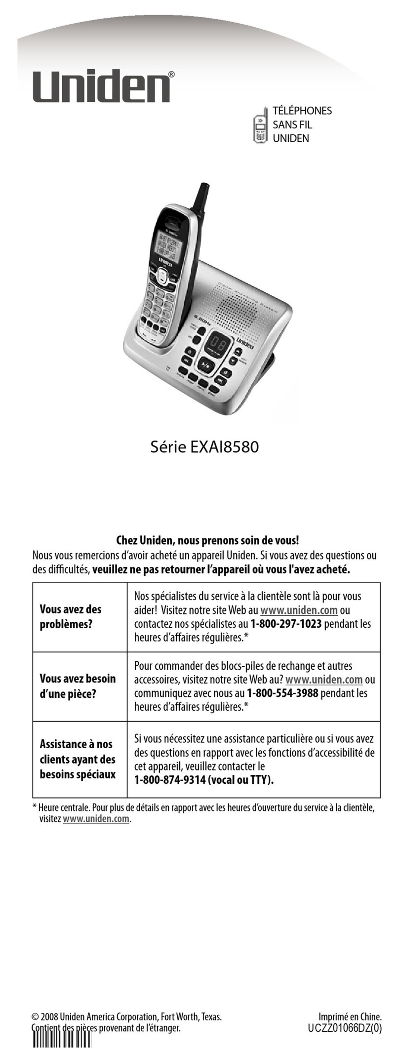 Uniden EXAI8580 - EXAI 8580 Cordless Phone Service manual