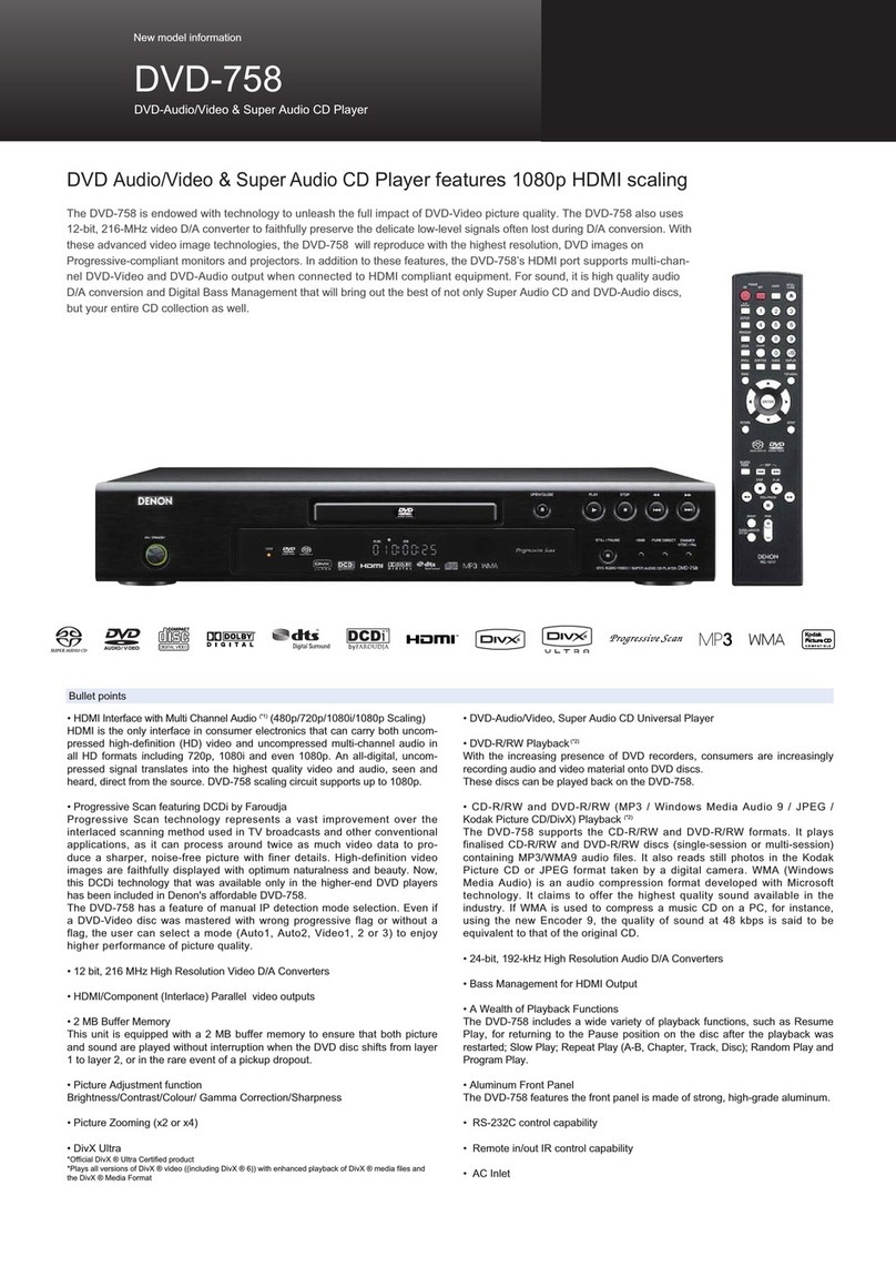 Denon DVD758 - DVD 758 Player Specifications